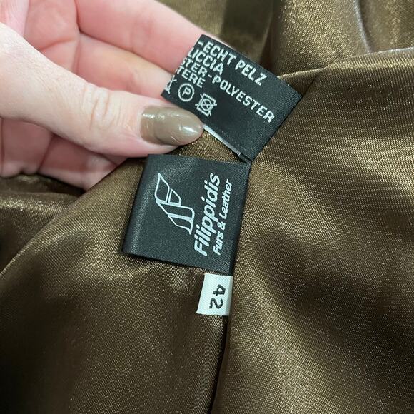 Dasco Filippidis Filippos Genuine Mink Brown Fur Cropped 3/4 sleeve Coat Sz 42 - Picture 7 of 15